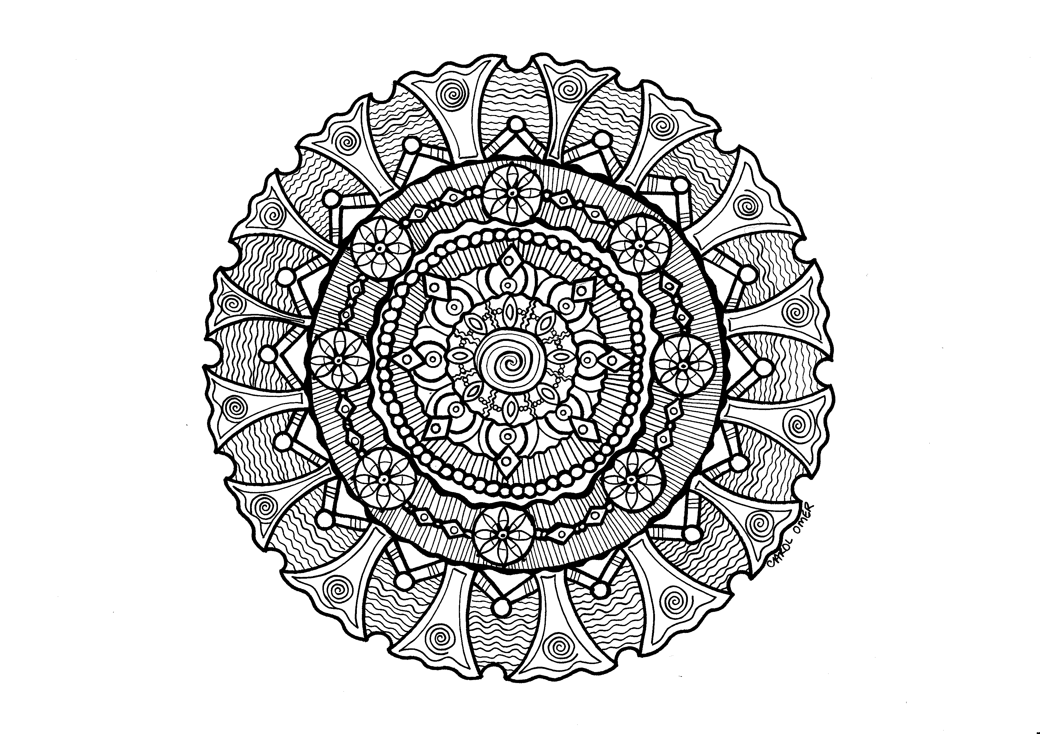 Healing With Art Ornamental Mandala Coloring Book For Teens - By